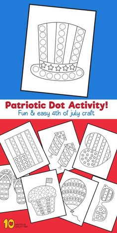 patriotic dot activity for kids to color and cut out the flag with pictures on it