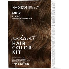 Brand New In Box. Madison Reed Radiant Hair Color Kit, Medium Golden Brown For 100% Gray Coverage, Ammonia-Free, 6ngv Tuscany Brown, Permanent Hair Dye, Pack Of 1. Medium Golden Brown, Madison Reed, Hair Care Brands, Highlights And Lowlights, Blending Gray Hair, Different Hair Types, Gray Coverage, Dark Brown Hair Color, Permanent Hair Dye