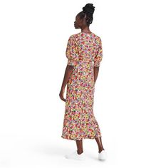 RIXO | Dresses | Floral Puff Sleeve Dress | Poshmark Yellow Floral Midi Dress For Brunch, Yellow Midi Dress For Spring Day Out, Yellow Floral Knee-length Dress For Spring, Casual Yellow Floral Midi Dress, Chic Yellow Floral Dress For Day Out, Yellow Floral Short Sleeve Dress For Brunch, Floral Puff Sleeve Dress, Orange Floral Dress, Target Dress