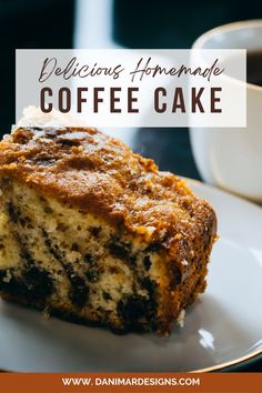 delicious homemade coffee cake on a white plate