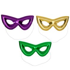 o PHOTOSHOOT PROPS: Make your party or event photo shoot unforgettable with an array of Mardi Gras masks as props.
o COSTUME PARTIES: Mardi Gras masks can be a key accessory to any costume party, regardless of whether it is Mardi Gras themed.
o HOMAGE TO NEW ORLEANS: Throw a New Orleans-themed party and use the masks as a fun way to pay homage to the city.

Product Description:
These classic, masquerade-style masks feature traditional Mardi Gras colors and are perfect party favors for a Fat Tuesday party! Fun for any outfit or costume party, these shiny accessories make a sparkling disguise for your parade or masquerade ball. Masquerade masks come in your favorite Mardi Gras colors and are a shining addition to your party supplies. 

Size: 6 3/4"
Quantity: 24
Material: Plastic with an elas Shiny Accessories, Fat Tuesday Party, Mardi Gras Colors, Mardi Gras Masks, Mardi Gras Masquerade, Plastic Mask, Masquerade Masks, Costume Parties, Photoshoot Props