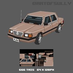 3D Pixel-Art Dodge Aries Commission by Brendan 'Sully' Sullivan Pixel Texture, Low Poly Car, Pixel Car