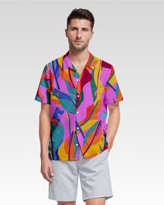 Our men's short sleeve button up shirt is the perfect addition to your summer wardrobe. Made from lightweight, breathable fabric, this shirt offers a regular fit that's ideal for casual outings, the beach, on vacation, or attending a party, this comfortable shirt will keep you cool and stylish. KEY FEATURES ⬥ Regular fit: Comfortable and flattering silhouette. ⬥ Lightweight fabric: Breathable and cool to wear. ⬥ Casual style: Perfect for everyday wear. ⬥ Side slits: Provides added comfort and movement. ⬥ Durable construction: Ensures long-lasting wear. ⬥ Versatile: Suitable for various occasions. PRODUCT SPECIFICATIONS ⬥ Fabric composition: 95% Polyester, 5% Spandex ⬥ Care instructions: machine wash cold (max 40℃ or 104 non-chlorine, iron with cover ⬥ Available in sizes S-5XL SIZE CHART (a Collared Multicolor Shirt For Beach, Multicolor Collared Shirt For Beach, Multicolor Short Sleeve Summer Shirt For Vacation, Multicolor Short Sleeve Hawaiian Shirt, Multicolor Short Sleeve Hawaiian Shirt For Summer, Multicolor Short Sleeve Beach Shirt, Multicolor Button-up Hawaiian Shirt For Beach Season, Multicolor Relaxed Fit Hawaiian Shirt With Short Sleeves, Multicolor Collared Hawaiian Shirt For Beach Season