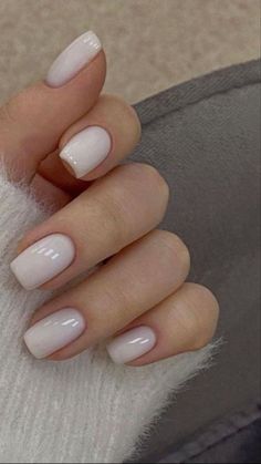 30 Milky White Nails 2024 All TikTok Can't Get Enough Of Minimalistic White Nails, Milky Nails Shellac, Short White Milky Nails, Milky White Shellac Nails, Simple Milky White Nails, Nails 2024 White, Milky White Oval Nails, Shellac Nails White, Simple Nails 2024