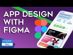 an iphone with the text app design with figma on it and colorful circles