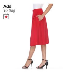 in stock Red Midi Skirt For Workwear, Fitted Red Midi Bottoms, Fitted Red Midi-length Bottoms, Red Knee-length Skirt With Pockets, Red Lined Midi Skirt, Red Midi Lined Skirt, Red Midi Skirt With Lining, Casual Red Midi Skirt, Red Casual Midi Skirt