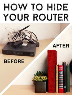 two pictures side by side with the same router before and after