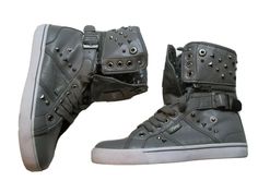 Pastry Girls Shoes Size 5 1/2 Gray Studded Hightops #R2 Thanks for your business!!! New Rock Shoes, Different Shoes, Couples Fashion, Ash Shoes, Goth Shoes, Fashion Boy, Band Merch