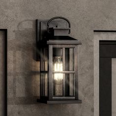 An UHP1291 Transitional Outdoor Wall Sconce with a lantern on it. Front Porch Sconces Exterior Lighting, Farmhouse Outdoor Lighting, Front Door Lighting, Porch Light Fixtures, Front Porch Lighting, Outdoor Lighting Fixtures, Casement Window, Exterior Light Fixtures, Glass Panes