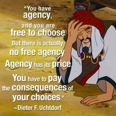 a cartoon character holding his head to his face with the caption, you have agency and you are free to choose but there is actually no