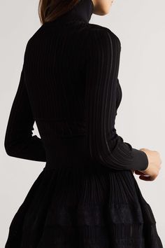 ALAÏA Archetypes cropped ribbed-knit cardigan | NET-A-PORTER Rib Knit Cardigan, High Rise Pants, Knitwear Cardigan, Black Rib, Black Cardigan, Dream Wardrobe, Net A Porter, Women Collection, Knit Cardigan