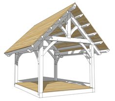 an image of a wooden gazebo with roof