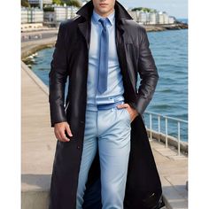 Season:Fall  Winter; Fabric:PU Leather; Sleeve Length:Long Sleeve; Gender:Men's; Style:Classic,Casual,Fashion; Occasion:Vacation,Daily,Going out; Outerwear Length:Long; Placket:Single Breasted; Function:Windproof,Thermal Warm; Pattern:Plain; Design:Pocket; Neckline:Lapel; Outerwear Type:Faux Leather Jacket,Trench Coat,Long Trench Coat; Listing Date:08/28/2024; Bust:; Length:; Shoulder Width:; Sleeve: Business Long Raincoat For Fall, Long Business Raincoat For Fall, Fall Long Single Breasted Raincoat, Fall Long Single-breasted Raincoat, Long Single-breasted Fall Raincoat, Leather Winter Business Outerwear, Winter Business Leather Outerwear, Leather Business Outerwear For Winter, Spring Formal Faux Leather Outerwear