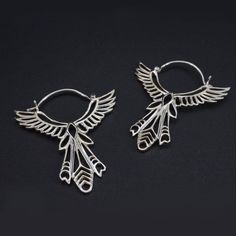 Bird Earrings - Wing earrings - Feather earrings - Soaring - sterling silver 1.5 inches long BRASS VERSION Bohemian soaring bird wings in Sterling silver. These lovely and detailed earrings serve as a symbol of power and strength. Wear these wings and feel an extra boost of power to help you face your fears and live boldly! Earring are 1.5 inches long and 1.25 inches wide at the widest point. *All silver is nickel free. ★ Care: Buff with a jewelry polishing cloth to keep these earrings shining! Earrings Wing, Fake Gauge Earrings, Live Boldly, Earrings Feather, Symbol Of Power, Silver Bird, Bird Wings, Gem Earrings, Silver Jewelry Design