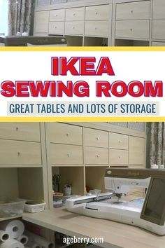 the ikea sewing room great tables and lots of storage is featured in this ad