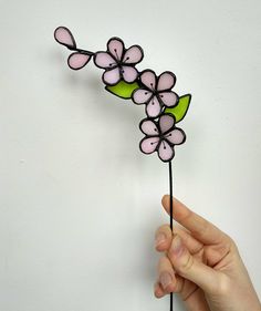 Cherry Blossom Stained Glass Flower With Stem Sakura Gift - Etsy Plant Pokes, Cherry Blossom Decor, L'art Du Vitrail, Glass Suncatchers, Glass Diy, Glass Craft, Stained Glass Suncatchers, Tiffany Glass, Stained Glass Flowers