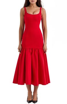 HOUSE OF CB Amore Midi Dress | Nordstrom Tulle Underskirt, Maxi Dress Outfit, Sling Dress, Birthday Party Dress, Pleated Midi Dress, Komplette Outfits, Hem Dress, Club Dresses, Flowing Maxi Dress