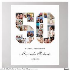 a 50th birthday card with the number 50 in it's center surrounded by photos