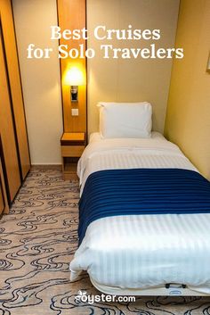 two beds in a hotel room with the words best cruises for solo travelers