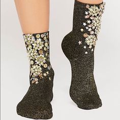 Never Worn!! Reposhing This Item I Purchased From @Anthro_deals. Loved It, But Ready To Rotate For Something New. Questions? Leave A Comment Below! Diy Bling Socks, Bedazzled Socks, Bling Socks, Crystal Socks, Embroidered Socks, December 01, Slouch Socks, Crystal Anklet, Diy Socks