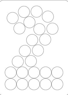 the number seven is made up of circles in black and white, as well as an outline