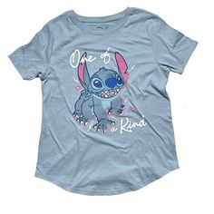 Disney Stitch L 11-13 T-Shirt In Light Blue. Condition: Nwt Approx. Measurements In Inches B 36 W 36 H 39 Length From Shoulder 24 Disney Crew Neck Top With Relaxed Fit, Cute Blue Soft-washed T-shirt, Blue Cartoon Print Relaxed Fit Tops, Cute Soft-washed Blue T-shirt, Blue Cartoon Print Tops Relaxed Fit, Blue Cartoon Print Tops With Relaxed Fit, Cute Soft-washed Blue Tops, Blue Relaxed Fit Top With Cartoon Print, Light Blue Cartoon Print Graphic Tee