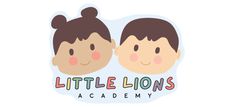 two children's faces with the words little lions academy on them, and an image of