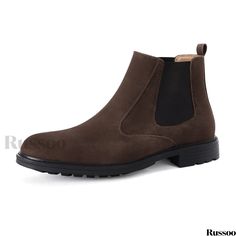 Russoo - Stylish Mens Chelsea Boots: Versatile Casual Footwear for Trendy, Sleek Ankle Support Casual Chelsea Boots For Fall, Casual Fitted Chelsea Boots For Fall, Fitted Casual Chelsea Boots For Fall, Casual Brown Chelsea Boots, Casual Fitted Chelsea Boots For Business, Fitted Casual Chelsea Boots For Business, Casual Fitted Chelsea Boots Ankle-high, Casual Fitted Ankle-high Chelsea Boots, Casual Chelsea Boots With Round Toe And Fitted Fit