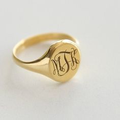 14k Gold Initial Signet Ringpersonalized Monogram - Etsy Initial Ring Gold, Monogram Ring Gold, Personalized Initial Ring, Gold Initial Ring, Letter Ring, Monogram Ring, Gold Signet Ring, Jewelry Personalized, Gold Monogram