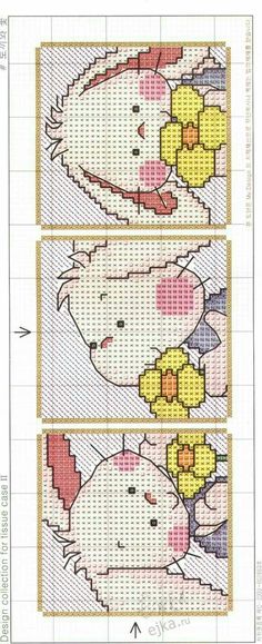 the cross stitch pattern shows how to make it look like an animal with flowers on its head