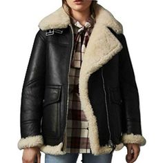 Luxe Fur-lined Leather Jacket Black Leather Jacket Women, Lanvin Vintage, Black Shearling Jacket, Aviator Leather Jacket, Leather Jacket Women, Womens Black Leather Jacket, Aviator Jacket, Fur Leather Jacket, Aviators Women