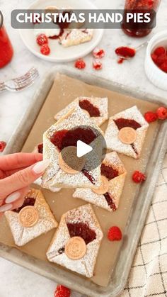 someone is making christmas hand pies with raspberries