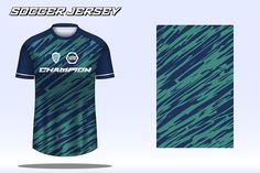 the soccer jersey is designed to look like it has been worn in blue and green