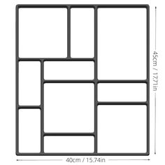 an image of a square shape with four squares on each side, and the measurements for each