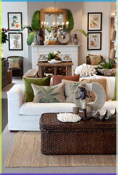 a living room filled with lots of furniture and decor