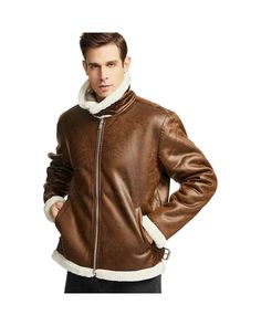 Fur Leather Jacket Men - Genuine Leather Jackets With Fur Chestnut Brown Color, Fur Leather Jacket, Genuine Leather Jackets, Color Pairing, Stylish Jackets, Jacket Pattern, Fur Collars, Leather Jacket Men, Brown Skin