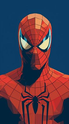 the amazing spider - man poster is shown in red and blue, with an evil face