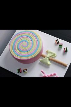 there is a cake that looks like a lollipop