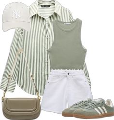 Green Striped Shirt, Outfit Chic, Tank Top White, Fashion Fail, Elegante Casual, Chic Outfit, Life Tips