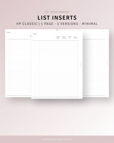 the printable list inserts for hp classic 1 page 3 versions minimal