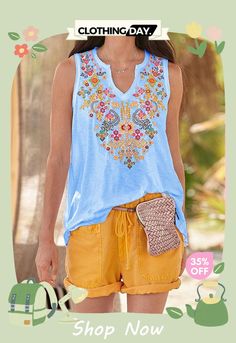 Ethnic Bohemian Floral Print V Neck Sleeveless Tops for Women Sleeveless Tops For Women, Bohemian Floral, Sleeveless Tops, Color Pick, Tops For Women, Sleeveless Top, Floral Print, Floral Prints, V Neck