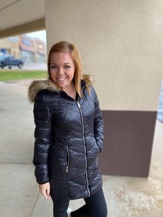 Another beautiful & comfortable faux fur lined jacket with a quilted detail. We love the faux fur detail on the hood and the functioning pockets! Perfect for the brisk winter that is coming! Sizes: Small (0-4), Medium (6-8), Large (10-12), & XL (14-16) Fits true to size Faux Fur Puffer Jacket For Cold Weather, Faux Fur Puffer Outerwear For Cold Weather, Trendy Hooded Puffer Jacket With Faux Fur Lining, Trendy Hooded Outerwear With Faux Fur Trim, Hooded Puffer Jacket With Faux Fur Trim For Fall, Nylon Puffer Jacket With Faux Fur Trim For Winter, Fall Hooded Puffer Jacket With Faux Fur Trim, Fitted Hooded Outerwear With Faux Fur Trim, Winter Nylon Puffer Jacket With Faux Fur Trim