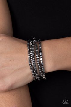 Paparazzi Right on CUBE - Black - Bella Bling by Natalie Black Jelly Bracelets, Gunmetal Jewelry, Cube Beads, Toggle Bracelet, Black Bracelets, Paparazzi Accessories, Fashion 2024, Paparazzi Jewelry, Dream Jewelry