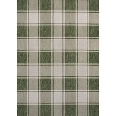 a green and white plaid rug on a white background with an area rug in the shape of a rectangle