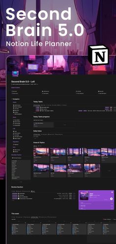 notion template free download Second Brain Notion, Notion Second Brain, Study Planner Free, Life Areas, Ultimate Life Planner, Books Notes, Notion Life Planner, Life Planner Organization, Second Brain