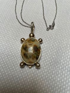 "Sterling Silver Turtle Pendant with Jasper inset stone on an 18 inch chain.  Signed \"PJ\" Sterling.  Pendant measures 2 inches in length." Turtle Pendant, Sterling Silber, Pocket Watch, Pendant Necklaces, Locket, Hippie Boho, Jewelry Necklace Pendant, Necklace Lengths, Jewelry Necklaces