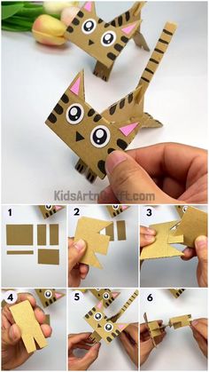 step by step instructions on how to make an origami cat from cardboard paper