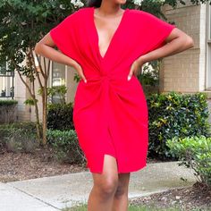 Boutique - This Gorgeous Mini Dress Features Short Sleeves, An Elastic Waistline, V-Neckline And A Chic Twisting Front Detail. Pair With Heels And A Clutch For Your Next Wedding, Work Gala, Or Upscale Event. Red V-neck Dress For Spring Date Night, Red V-neck Dress For Date Night, Chic V-neck Lined Mini Dress, Spring Red V-neck Dress For Night Out, Red V-neck Dress For Date Night In Spring, Chic Red V-neck Mini Dress, V-neck Lined Mini Dress For Day Out, Red V-neck Dress For Night Out In Spring, Red V-neck Mini Dress For Spring