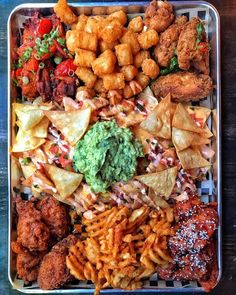 a tray filled with different types of food