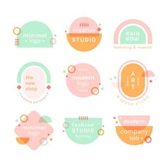 the logos for creative studio are designed in pastel colors, with different shapes and sizes